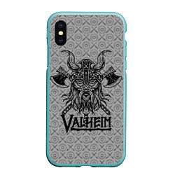 Чехол iPhone XS Max матовый Valheim Viking dark, цвет: 3D-мятный