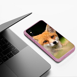 Чехол iPhone XS Max матовый Мордочка лисицы, цвет: 3D-розовый — фото 2