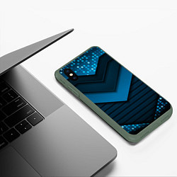 Чехол iPhone XS Max матовый 3D luxury blue abstract, цвет: 3D-темно-зеленый — фото 2
