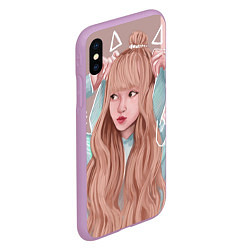 Чехол iPhone XS Max матовый Лиса Манобан BLACKPINK, цвет: 3D-сиреневый — фото 2