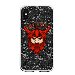 Чехол iPhone XS Max матовый Valheim красный викинг