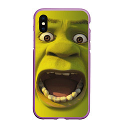 Чехол iPhone XS Max матовый Shrek is Yelling, цвет: 3D-фиолетовый