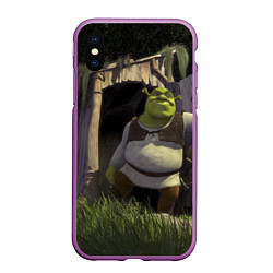 Чехол iPhone XS Max матовый Shrek: Somebody Once Told Me, цвет: 3D-фиолетовый