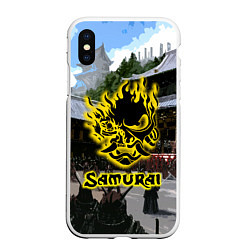 Чехол iPhone XS Max матовый SAMURAI & CYBERPUNK 2077, цвет: 3D-белый