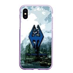 Чехол iPhone XS Max матовый The Elder Scrolls Довакин, цвет: 3D-сиреневый