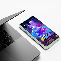 Чехол iPhone XS Max матовый Сквик Squeak Brawl Stars, цвет: 3D-салатовый — фото 2