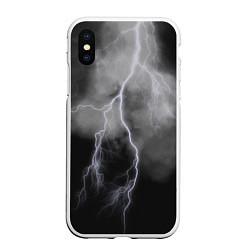 Чехол iPhone XS Max матовый Гроза, цвет: 3D-белый