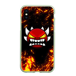 Чехол iPhone XS Max матовый Geometry Dash: Demon Z, цвет: 3D-салатовый