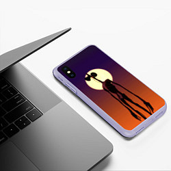 Чехол iPhone XS Max матовый Сиреноголовый Хоррор Закат, цвет: 3D-светло-сиреневый — фото 2