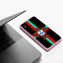 Чехол iPhone XS Max матовый Сборная Португалии, цвет: 3D-розовый — фото 2
