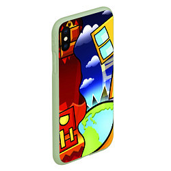 Чехол iPhone XS Max матовый GEOMETRY DASH ГЕОМЕТРИ ДАШ, цвет: 3D-салатовый — фото 2