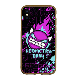 Чехол iPhone XS Max матовый Geometry Dash, цвет: 3D-коричневый