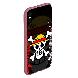 Чехол iPhone XS Max матовый ONE PIECE ВАН ПИС ЧЕРЕП, цвет: 3D-малиновый — фото 2