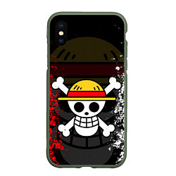 Чехол iPhone XS Max матовый ONE PIECE ВАН ПИС ЧЕРЕП, цвет: 3D-темно-зеленый