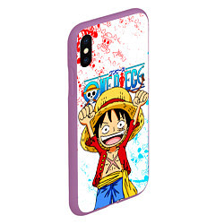 Чехол iPhone XS Max матовый ONE PIECE ВАН ПИС GLITCH, цвет: 3D-фиолетовый — фото 2