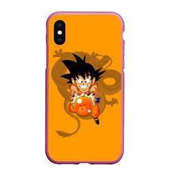 Чехол iPhone XS Max матовый Kid Goku, цвет: 3D-малиновый