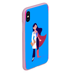 Чехол iPhone XS Max матовый Медсестра Super Nurse Z, цвет: 3D-розовый — фото 2