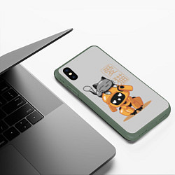 Чехол iPhone XS Max матовый Cat and Robot ЛСР, цвет: 3D-темно-зеленый — фото 2