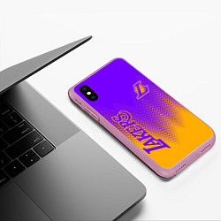 Чехол iPhone XS Max матовый LOS ANGELES LAKERS ЛЕЙКЕРС, цвет: 3D-розовый — фото 2