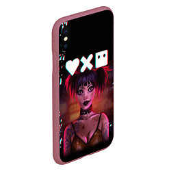 Чехол iPhone XS Max матовый Love, Death and Robots Lora Glitch Z, цвет: 3D-малиновый — фото 2