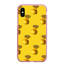 Чехол iPhone XS Max матовый Летние лимоны, цвет: 3D-розовый