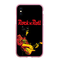 Чехол iPhone XS Max матовый ROCK N ROLL, цвет: 3D-розовый