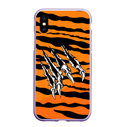 Чехол iPhone XS Max матовый След от когтей тигра, цвет: 3D-светло-сиреневый