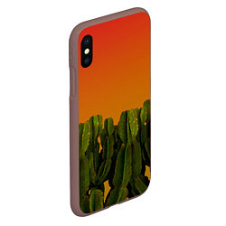 Чехол iPhone XS Max матовый Кактусы на закате, цвет: 3D-коричневый — фото 2