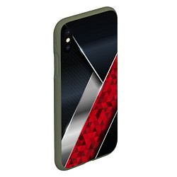 Чехол iPhone XS Max матовый 3D BLACK AND RED METAL, цвет: 3D-темно-зеленый — фото 2