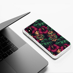 Чехол iPhone XS Max матовый Тропический, цвет: 3D-белый — фото 2