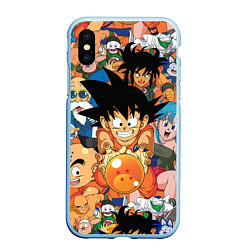 Чехол iPhone XS Max матовый Dragon Ball главные герои, цвет: 3D-голубой