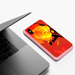 Чехол iPhone XS Max матовый Огненный лев, цвет: 3D-баблгам — фото 2
