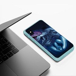 Чехол iPhone XS Max матовый Мифические змеи, цвет: 3D-мятный — фото 2