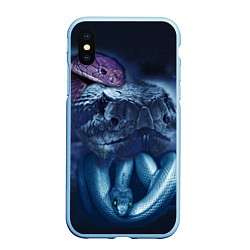 Чехол iPhone XS Max матовый Мифические змеи, цвет: 3D-голубой