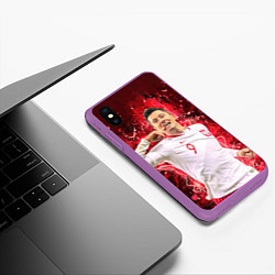 Чехол iPhone XS Max матовый Lewandowski Левандовски 9, цвет: 3D-фиолетовый — фото 2