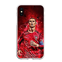 Чехол iPhone XS Max матовый Cristiano Ronaldo Portugal, цвет: 3D-белый