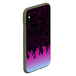 Чехол iPhone XS Max матовый РОЗОВОЕ ПЛАМЯ PINK FLAME, цвет: 3D-темно-зеленый — фото 2