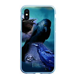 Чехол iPhone XS Max матовый Мистические вороны Crows, цвет: 3D-голубой