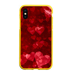 Чехол iPhone XS Max матовый СЕРДЕЧКИ HEARTS Z, цвет: 3D-желтый