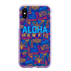 Чехол iPhone XS Max матовый ALOHA HAWAII АЛОХА ГАВАЙИ, цвет: 3D-сиреневый