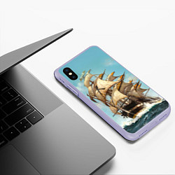Чехол iPhone XS Max матовый Парусник, цвет: 3D-светло-сиреневый — фото 2
