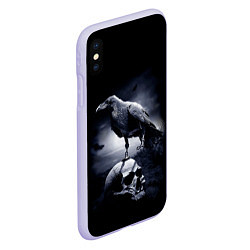 Чехол iPhone XS Max матовый ЧЕРЕП И ВОРОН, цвет: 3D-светло-сиреневый — фото 2