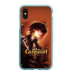 Чехол iPhone XS Max матовый GENSHIN IMPACT ZHONGLI, цвет: 3D-мятный