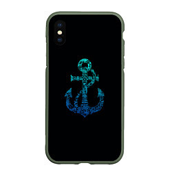 Чехол iPhone XS Max матовый Navy Anchor, цвет: 3D-темно-зеленый
