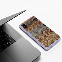 Чехол iPhone XS Max матовый Snake skin, цвет: 3D-светло-сиреневый — фото 2