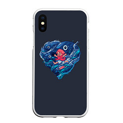 Чехол iPhone XS Max матовый Ocean heart Totoro, цвет: 3D-белый