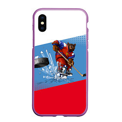 Чехол iPhone XS Max матовый Русский хоккей, цвет: 3D-фиолетовый