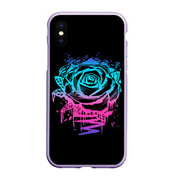 Чехол iPhone XS Max матовый Неоновая Роза Neon Rose, цвет: 3D-светло-сиреневый