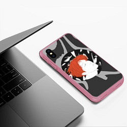 Чехол iPhone XS Max матовый BTS Style, цвет: 3D-малиновый — фото 2