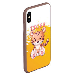 Чехол iPhone XS Max матовый Tiger, цвет: 3D-коричневый — фото 2